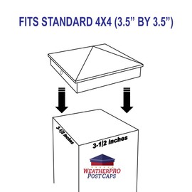 4x4 Fence Post Cap (3 1/2") 10 Pack Decorative Unfinished Aluminum - Mailbox, Lamp Post, Wood Deck, Dock, Piling Caps for Wooden Posts by WeatherPRO Post Caps