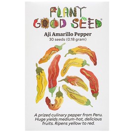 Plant Good Seed Organic Aji Amarillo Pepper Seeds for Planting: Peruvian Heirloom Chili, Orange Yellow Fruits - 30 Seed Packet
