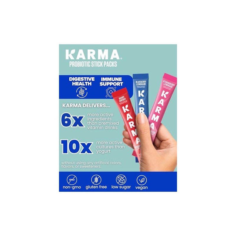 Karma Probiotic Hydration Packet - Variety Pack (Berry Cherry, Blueberry