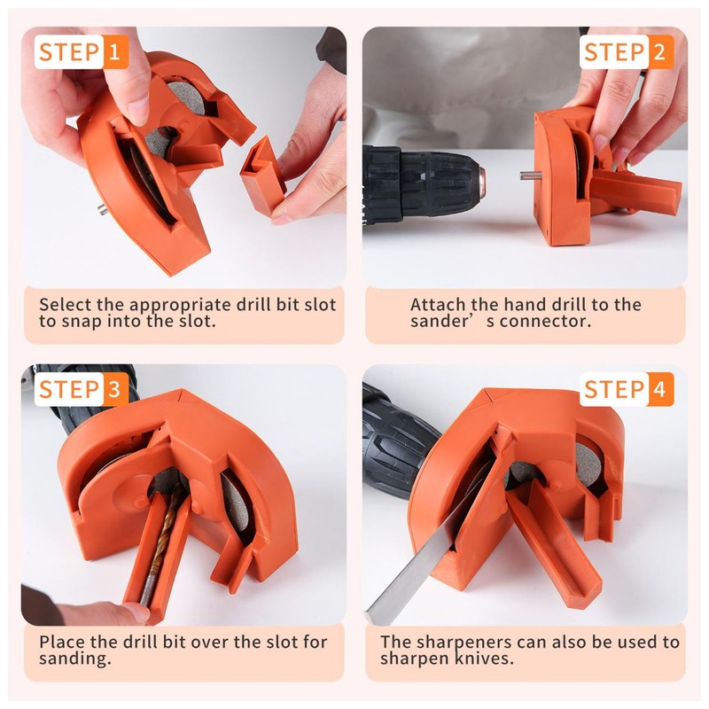 Drill Bit Sharpener Orange Portable Multipurpose Drill Bits Grinding Sharpener