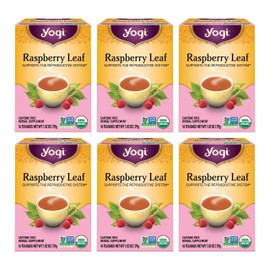 Yogi Tea Raspberry Leaf Tea - 16 Tea Bags per Pack (6 Packs) - Supports Women’s Health, Healthy Pregnancy, and Menstrual Cycles – Caffeine-Free Herbal Tea - Made from Organic Raspberry Leaves