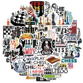 AUCEKO Pack of 50 Chess Stickers Pack Chess Class Sticker Set Waterproof Vinyl Sticker for Laptop Children Cars Motorcycle Bicycle Skateboard Luggage Suitcase Computer Sticker Graffiti Decal