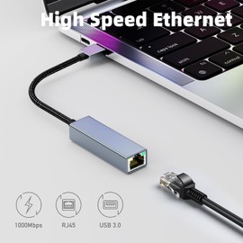 USB to Ethernet Adapter, Mxcudu USB 3.0 to 10/100/1000 Gigabit Ethernet LAN Network Adapter Driver Free Compatible with MacBook, Surface Pro, Laptop PC with Windows 7/8/10, XP, Vista, Mac/Linux