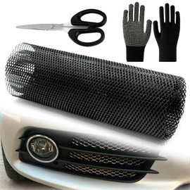 MEGYAD Metal Grille Aluminium Racing Grille: Honeycomb Grid Universal Car Grill Mesh Aluminium Alloy with Scissors and Gloves, 100 x 33 cm Racing Grille Expanded Metal Grid (Black)