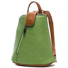 Mabel London Stylish Convertible Mini Backpack for Women - Small Vegan Leather Rucksack Crossbody Bag with Zip Pockets - Charlotte (Green)
