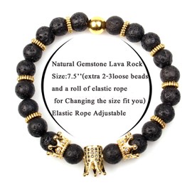 GVUSMIL Imperial Crown Bead Bracelet King&Queen Luxury Charm Couple Jewelry for Women Men (Black Lava Rock)