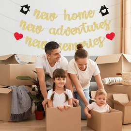 JOYMEMO New Home New Adventures New Memories Banner - Housewarming Party Decorations for New Home, New House for Women or Men Supplies Indoor Outdoor