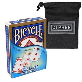 Bicycle Instant Change Magic Trick Deck - Amazing Easy Beginner Card Magic Trick - Includes Cipher Playing Cards Bag (Blue)