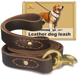 WERCHNPET Leather Dog Leash 6 ft x 1 inch,Strong and Soft Heavy Duty Genuine Leather Dog Leash for Large, Medium, Small Dogs Premium Leather Leash for Dogs