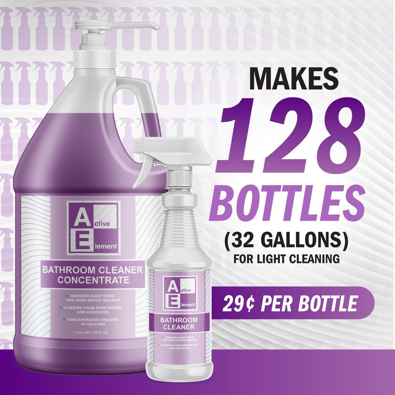 Active Element Bathroom Cleaner Concentrate- Makes 32 Gallons -Multipurpose Foaming