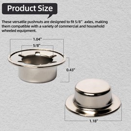 (8-Pack) Calvana Spring Steel Push On Pushnut Caps with Mechanical Zinc Plating - Permanent Washer Caps Fits 5/8” Axles for Hand Trucks, Rolling Bins, Lawn Wagons, Perfect Alternative for Cotter Pins