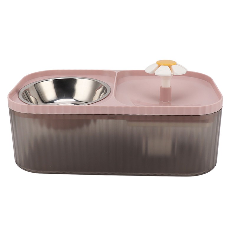 Cat Water Fountain Food Bowl High Capacity Quiet 2 In