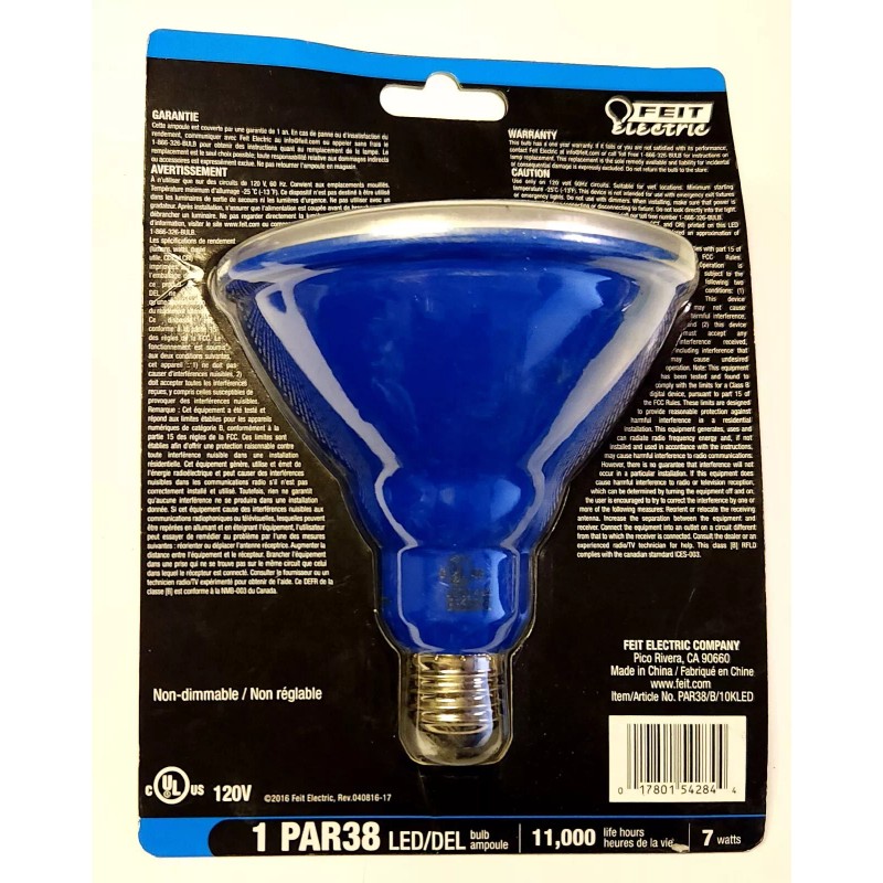 FEIT ELECTRIC PAR38 LED BLUE PAR38 B 10KLED Waterproof Bulb