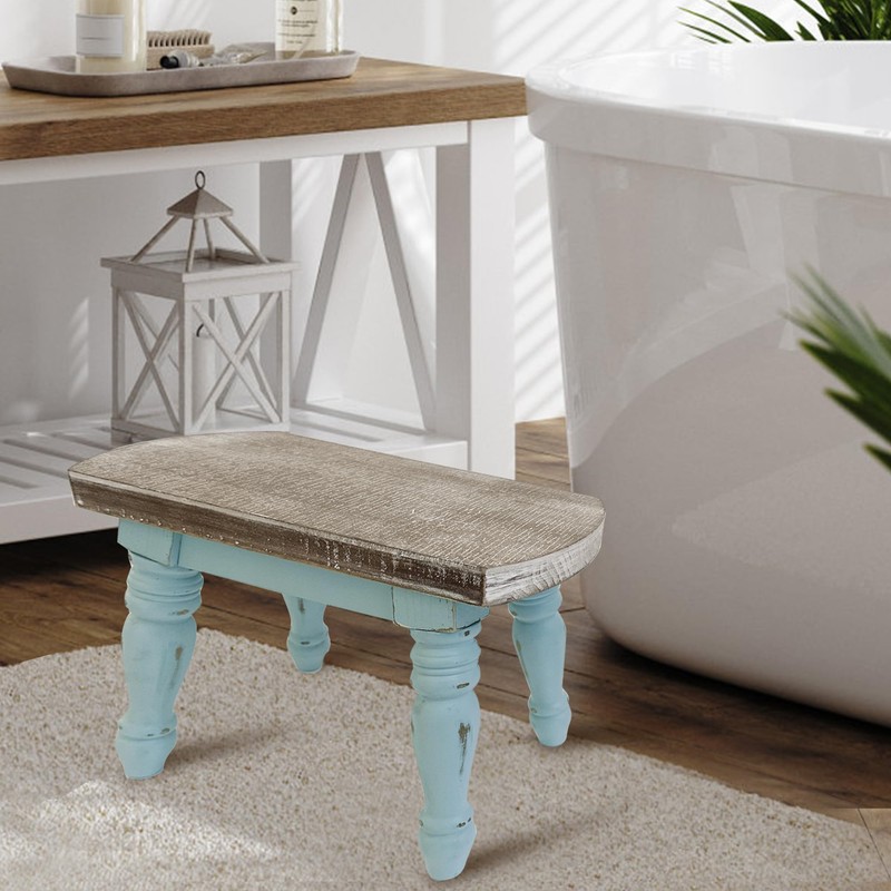 dwellington Farmhouse Wooden Step Stool - Rustic Solid Wood Design,