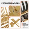 KKTONER Bamboo Dish Drying Rack 2 Tier Foldable Plate Organizer