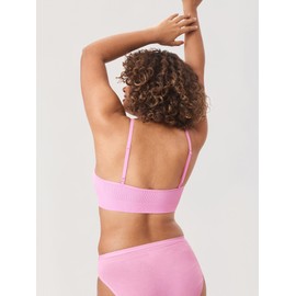 MOMANDA Women's Nursing Bras Ribbed Seamless Bralettes Support Sports Bra Wireless Maternity Breastfeeding Bra Sleep Candy Pink Medium