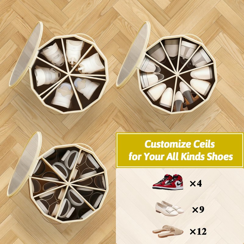 Farafox Round Shoe Organizer - Closet Shoe Basket for Entryway