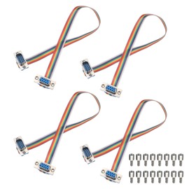 MECCANIXITY 4 Pcs IDC Rainbow Wire Flat Ribbon Cable DB9 Male to DB9 Female 11.8 Inch Length 2.54mm Pitch Breadboard Jumper Wires for Electronic Projects