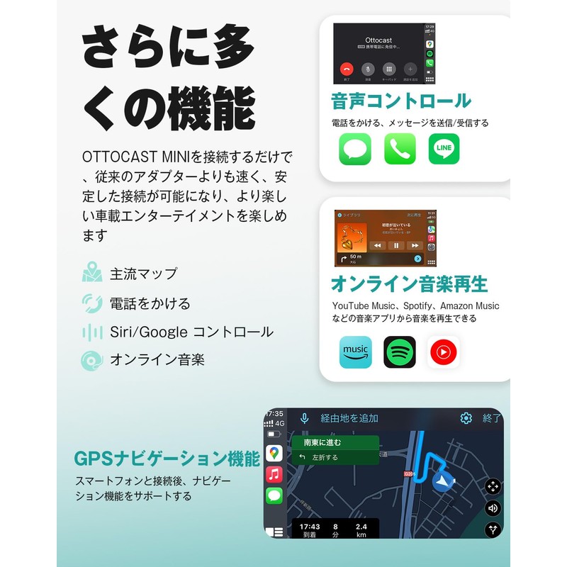 Ottocast Mini Wireless CarPlay/Android Auto Adapter, Genuine Wired CarPlay/Android Auto-Compatible