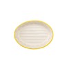 Large Oval Ceramic Soap Dish with Floral Prints, Yellow Trim,