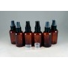 PHB Lot 12 Amber PET 2 oz Boston Round Plastic Bottle w Black Fine Mist Pump Sprayer