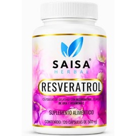Resveratrol  Semilla de uva y Vitamina C 120 cápsulas  Antioxidante 1000 mg porción  Saisa Herbal 100 Puro