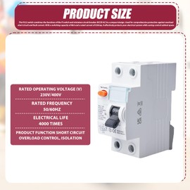GOEDCH FI/LS Switch: 2P 6kA FI Switch, 230V, 2-Pin Residual Current Circuit Breaker, 2P 63A 30mA Circuit Breaker, RCCB AC-Protected Circuit Breaker for Overload Protection, GYL10-2P-63A-0.03A