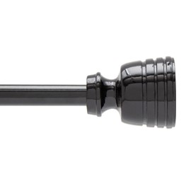 Kenney T71851 York Knob End Standard Decorative Window Curtain Rod, 36-66" Adjustable Length, Glossy Black Finish, 5/8" Diameter Steel Tube