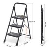 TOOLF 3 Step Ladder, Sturdy Steel Step Stool with Anti-Slip