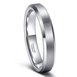 Frank S.Burton 4mm Matte Silver Tungsten Carbide Wedding Rings for Men Women Unisex Thin Wedding Band Size 10