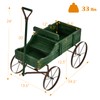 FIREFLOWERY Wooden Wagon Planter, Decorative Flower Pots w/ 2 Planting