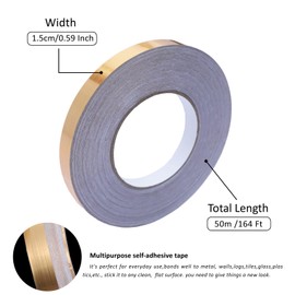 Peel and Stick Metalized Polyester , Self-adhesive Wall Molding Trim for DIY Projects Decorative Graphic for Arts,DecoratingWall,Bedrooms,Cars,BoatsTrim,Crafts and Gifts Wrapping (0.59in x 164 Ft)