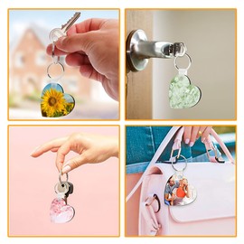 YHNTGB 20 Set Double Sided Sublimation Keychain Blanks Bulk MDF Board Heat Transfer Pendant with Ring DIY for Valentines Day Ornaments Graduation Present Craft Making, Heart, Large