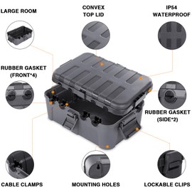Flemoon IP54 Waterproof Box with Large Capacity Outdoor Weatherproof Box, Gray