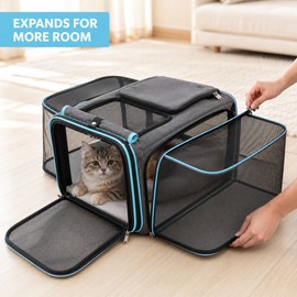 JTPAWS Foldable Expandable Soft-Sided Pet Carrier Bag for Cats & Dogs