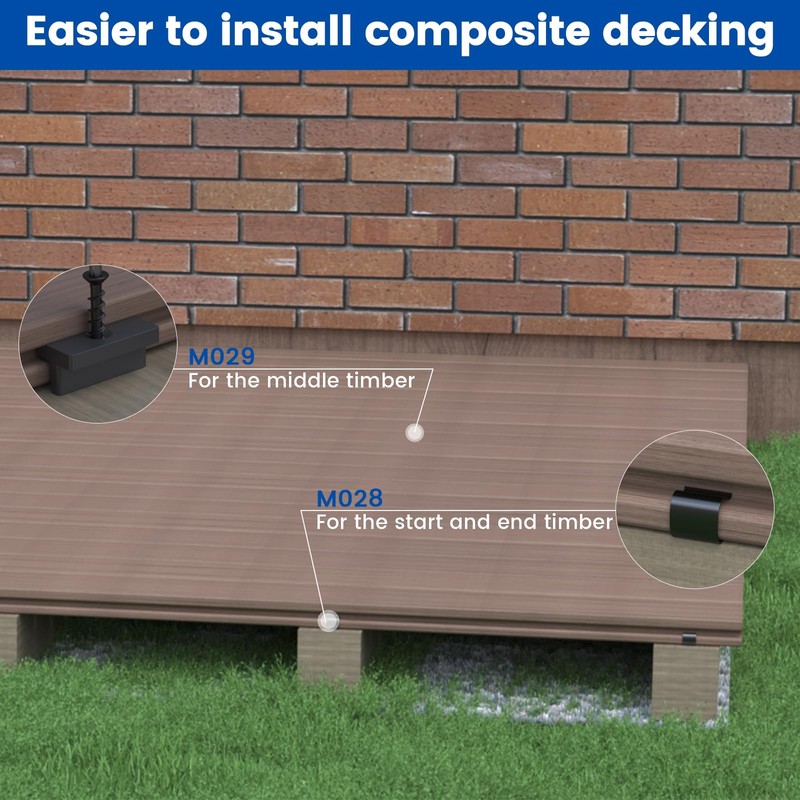 Muzata 1200PCS Hidden Deck Fasteners Composite Universal Polypropylene Fasteners for