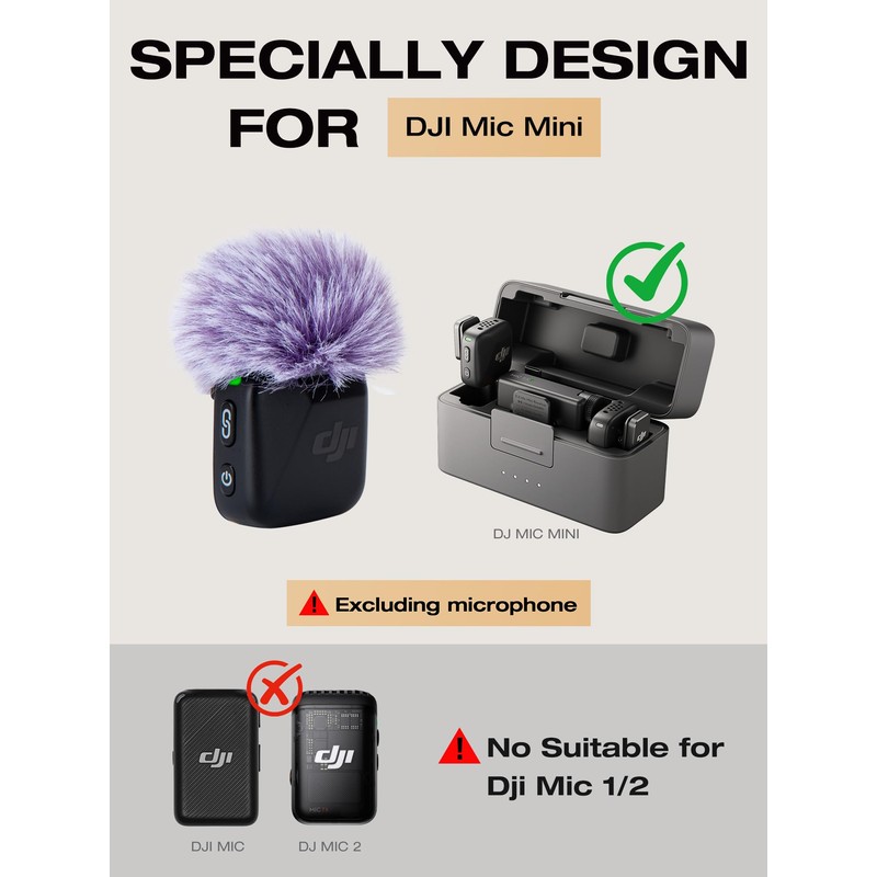 SUNMON Furry Mic Windscreen for DJI Mic Mini, Furry Mic