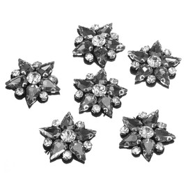 uxcell Parches de Estrella de Cuentas Hechos a Mano, 6 Piezas de Aplicaciones de Cristal de Vidrio con Estrás en Forma de Estrella para Ropa, Accesorios de Costura DIY, Gris