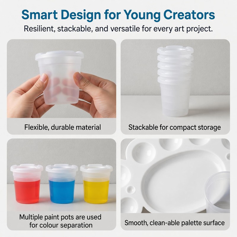 Yuaerbuo 6 Pack Plastic Paint Pots with Lids, Small Paint