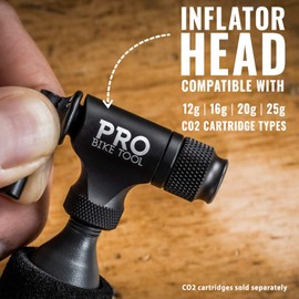 PRO BIKE TOOL CO2 Inflator for Bike Tires - Quick & Easy - Presta and Schrader Valve Compatible - Bicycle Tire Pump for Road and Mountain Bikes - Insulated Sleeve - No CO2 Cartridges Included