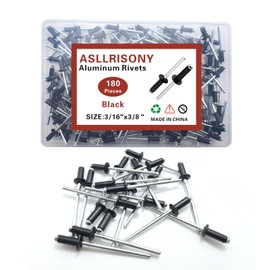 ASLLRISONY 180pcs Black 3/16-3/8 Inches Aluminum Blind Rivets, 4.8-9.5 mm Pop Rivets, Aluminum Grip and Steel Mandrel