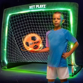 Light Up Glow in The Dark Soccer Ball Soccer Net | Football Gift for Boys Girls Kids Teens & Youths