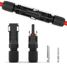 HB-DIGITAL Solar crimp set: 2x solar plugs for solar modules photovoltaic 1500V + 1x crimping tool for contact lamellae diameter 2.5/4/6 mm² red + 2x solar tensioner wrench black