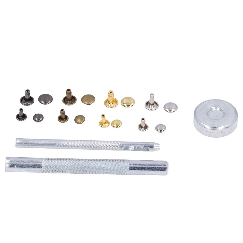 240Pcs Leather Rivet Double Caps Tubular 2 Sizes Metal Set