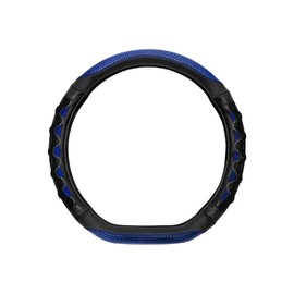 HQRNYP Car Steering Wheel Cover, D Shaped Steering Wheel Cover, 15 Inch Anti-Slip Leather Vehicle Protector with 3D Honeycomb, Car Interior Protective Guard Accessories for SUV Sedan Truck (Blue)