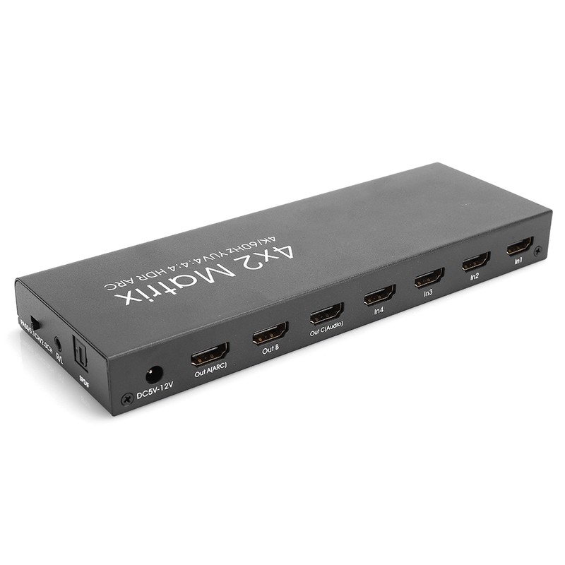 4x2 4K 60Hz HDMI 2.0 Matrix Switcher Splitter Adapter YUV4:4:4