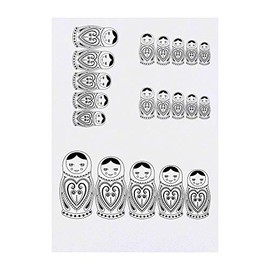 4 x 'Matryoshka Dolls' Temporary Tattoos - Water Resistant, Skin-Safe, Non-Toxic Transfers, Mixed Sizes (TO00001125)