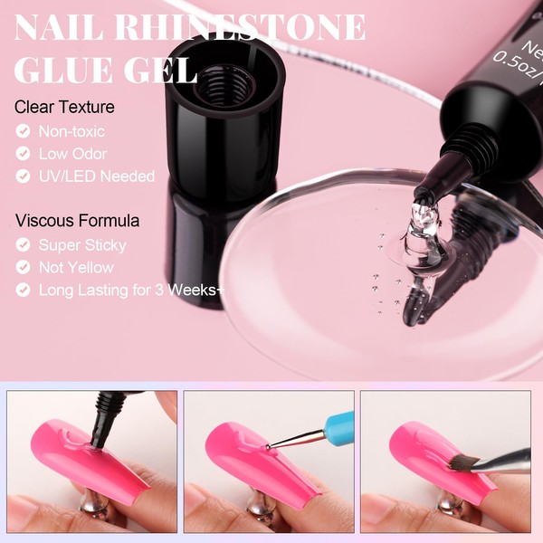 BELLEBOOST 3D Flowers, Manicure Kit with Gel Glue, Colorful Acrylic