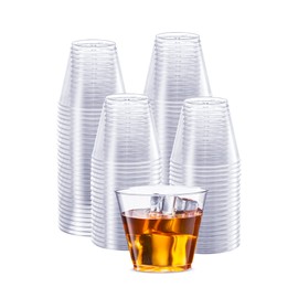 Clear Hard Plastic Cups/Tumblers [5 oz. Squat - 200 Count] Small Disposable Party Cocktail Glasses