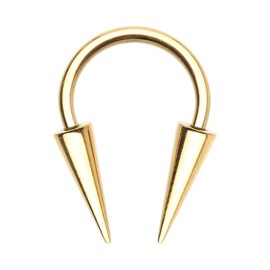 Pierced Owl 14-20GA Stainless Steel Horseshoe Circular Barbell with Long Spikes (Gold Tone, 0.8mm (20GA))